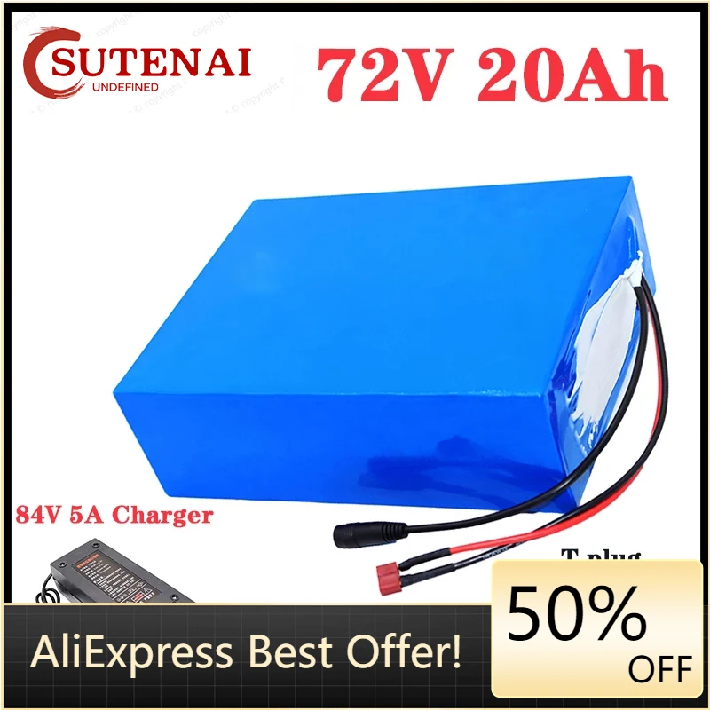 

New 72V 20Ah 21700 lithium battery pack 20S4P 84V electric bicycle scooter motorcycle BMS 3000W high power battery + 5A charger