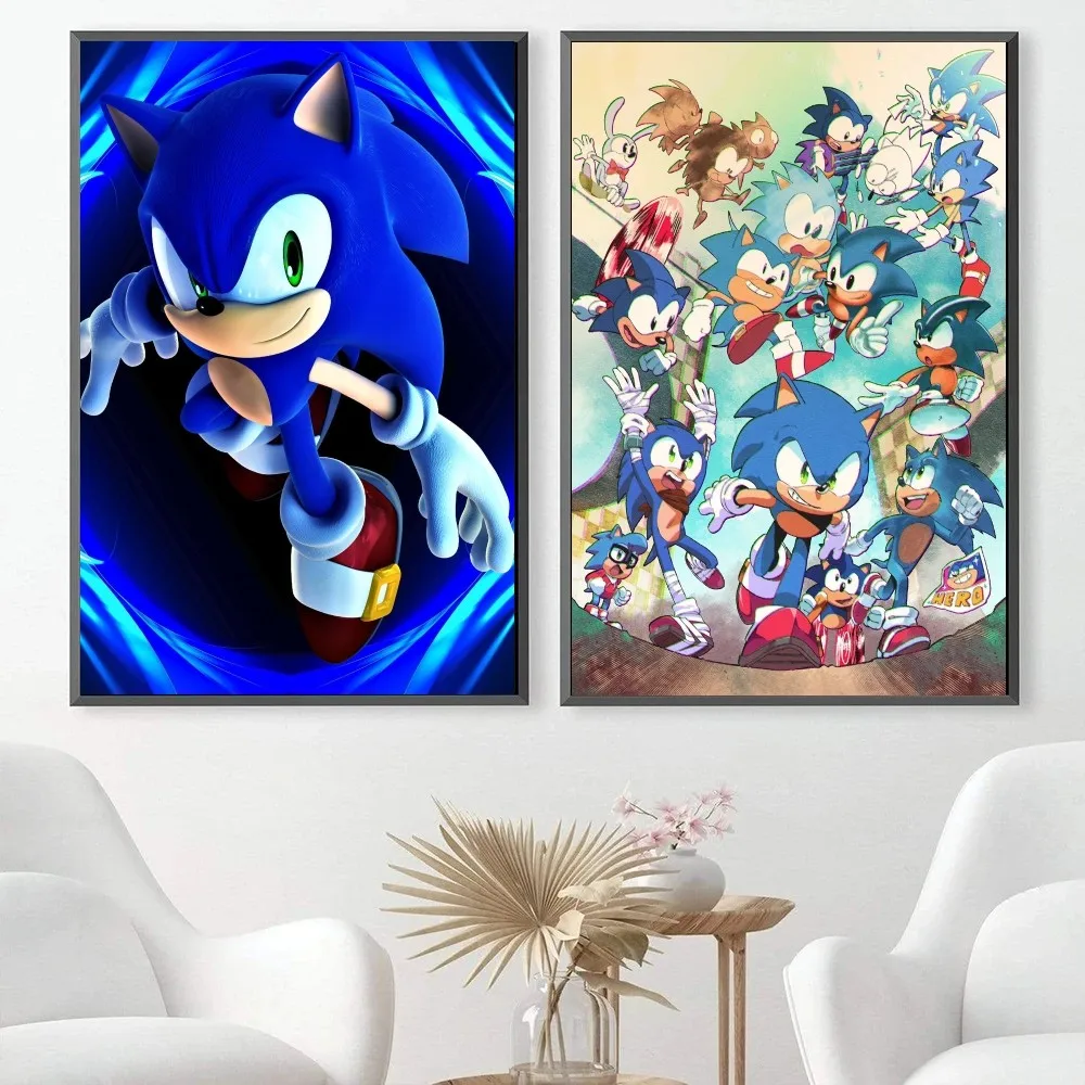 Description Picture 5 of itemClassic Anime Video Games Sonics Cartoon Poster Stickers Art Wall Murals Decor Game Room Decor Gifts HD Painting