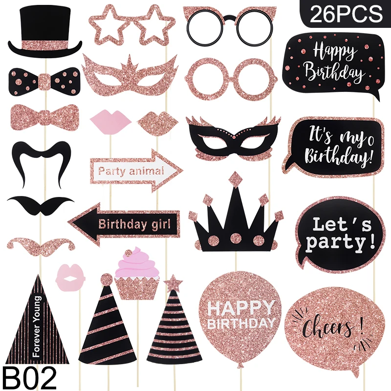 יום הולדת שמח תמונה אבזרי DIY מצחיק שפם שפתי משקפיים מסכת תא צילום אבזרי אביזרי ספקי צד מסיבת בית תפאורה