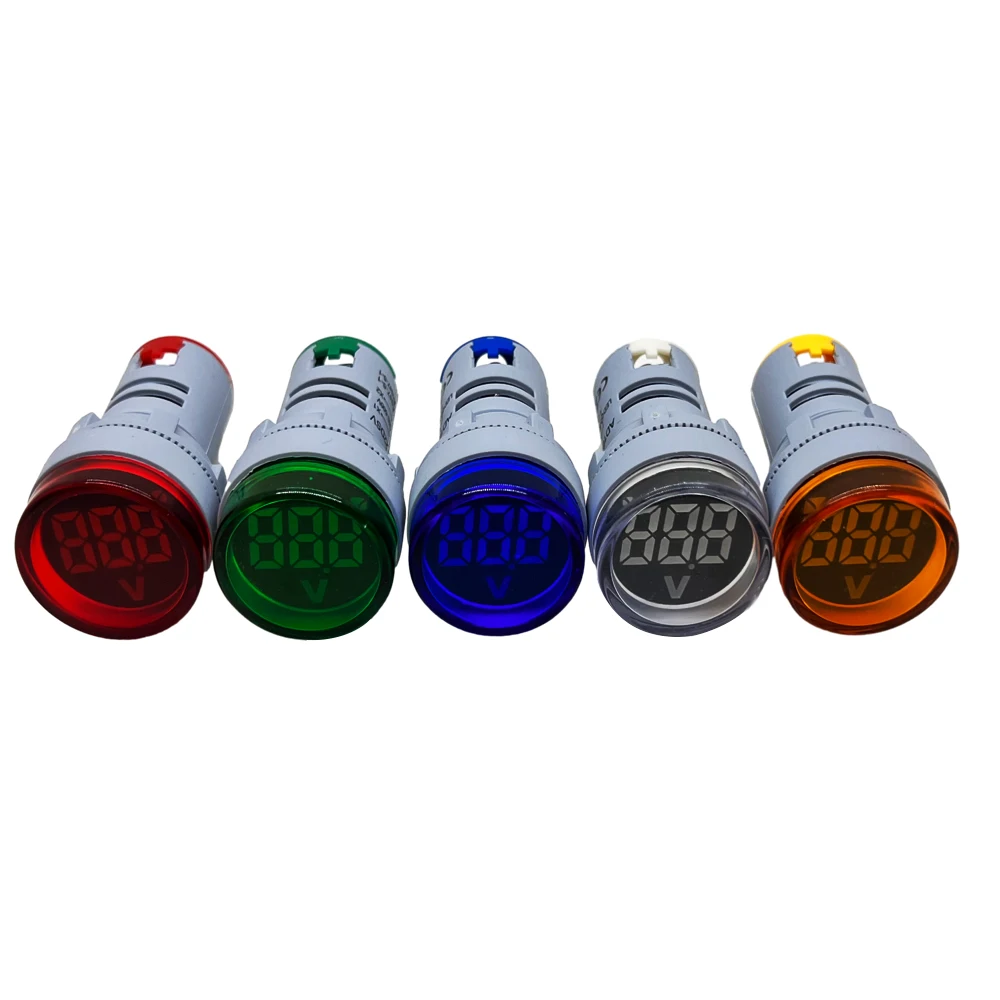 AC 60-500V 볼트 전압 테스터 미터 모니터 전원 LED 표시기 파일럿 램프 라이트 디스플레이 DIY 미니 디지털 전압계 22mm 라운드