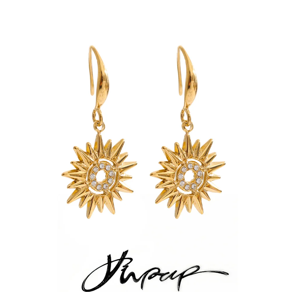Yhpup Stainless Steel Earrings Zirconia Color PVD Fashion Daily