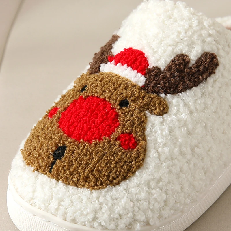 Men Women Indoor Sandals Fuzzy Slipper Winter Warm Home Flats for Women Christmas Gift Flip Flops Fluffy Shoes Soft Plush