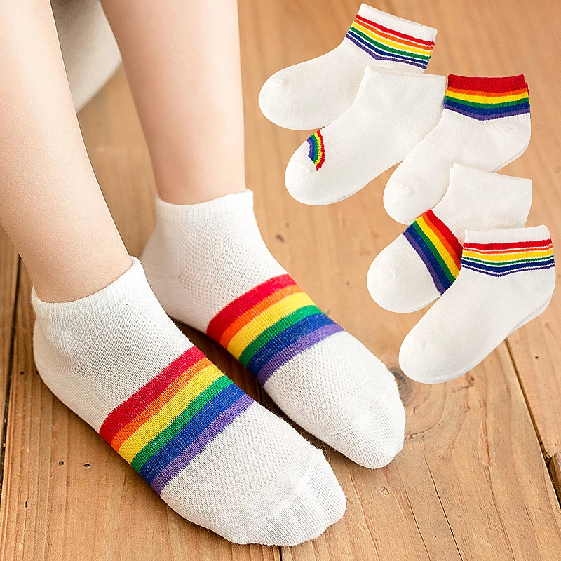 

summer spring baby boys girls Breathable Socks rainbow striped socks for kids infant Multi colors toddler child Mesh Pump socks