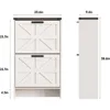 Farmhouse Slim Shoe Cabinet with 2 Flip Drawers,Narrow Rack Cabinet for Entrance Hidden Shoes, Shoe Cabinets 2
