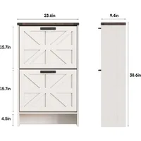 Farmhouse Slim Shoe Cabinet with 2 Flip Drawers,Narrow Rack Cabinet for Entrance Hidden Shoes, Shoe Cabinets 2