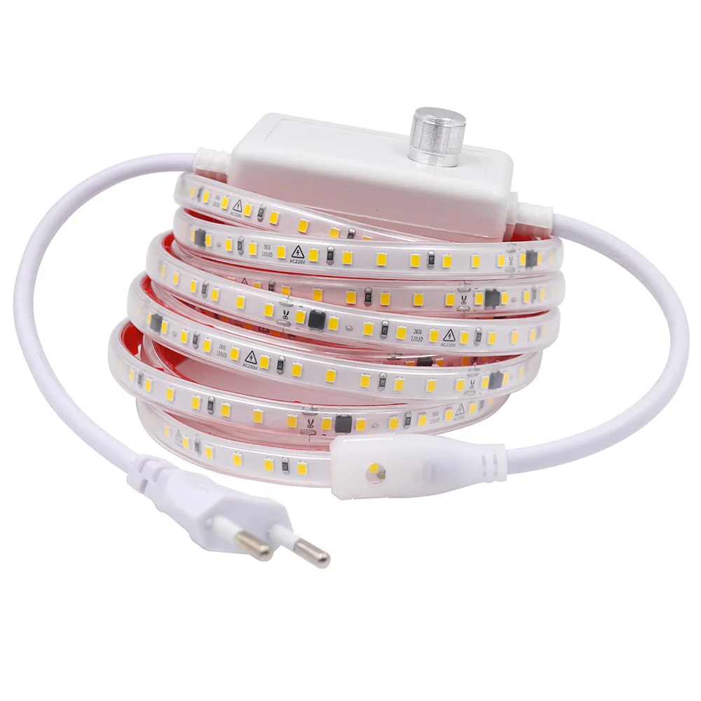 Description Picture 6 of itemDimmable LED Strip Light Dimmer Power Kit 220V 2835 120LEDs Flexible Waterproof Tape Diode 220 V Volt High Brightness Lighting