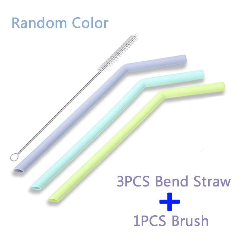 Eco-Friendly Reusable Silicone Straw Set with Cleaning Brushes