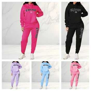 Women's Tracksuit Hoodies Trousers 2PCS Suit Winter Sports Jogging Outfits Fashion Street Designer Clothes for Women Pants Set 1