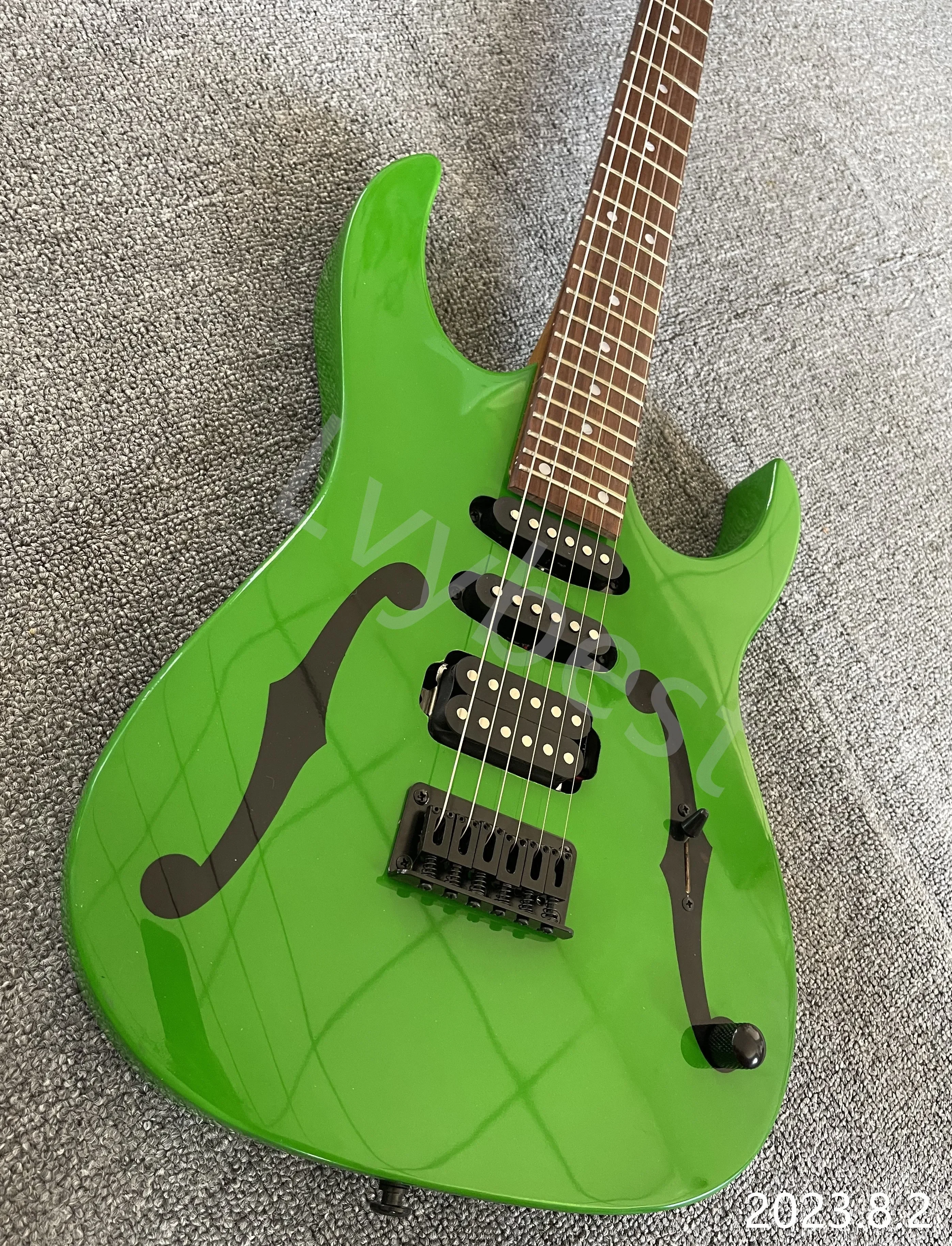 

PGM Paul Gilbert Green Electric Guitar Decoration F Holes Black Hardware SSH Pickups