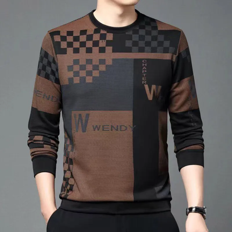 KPOP Fashion Style Harajuku Slim Fit Tshirts Loose Casual All Match Insert T-shirts Printed Patchwork Long Sleeve Sweatshirt
