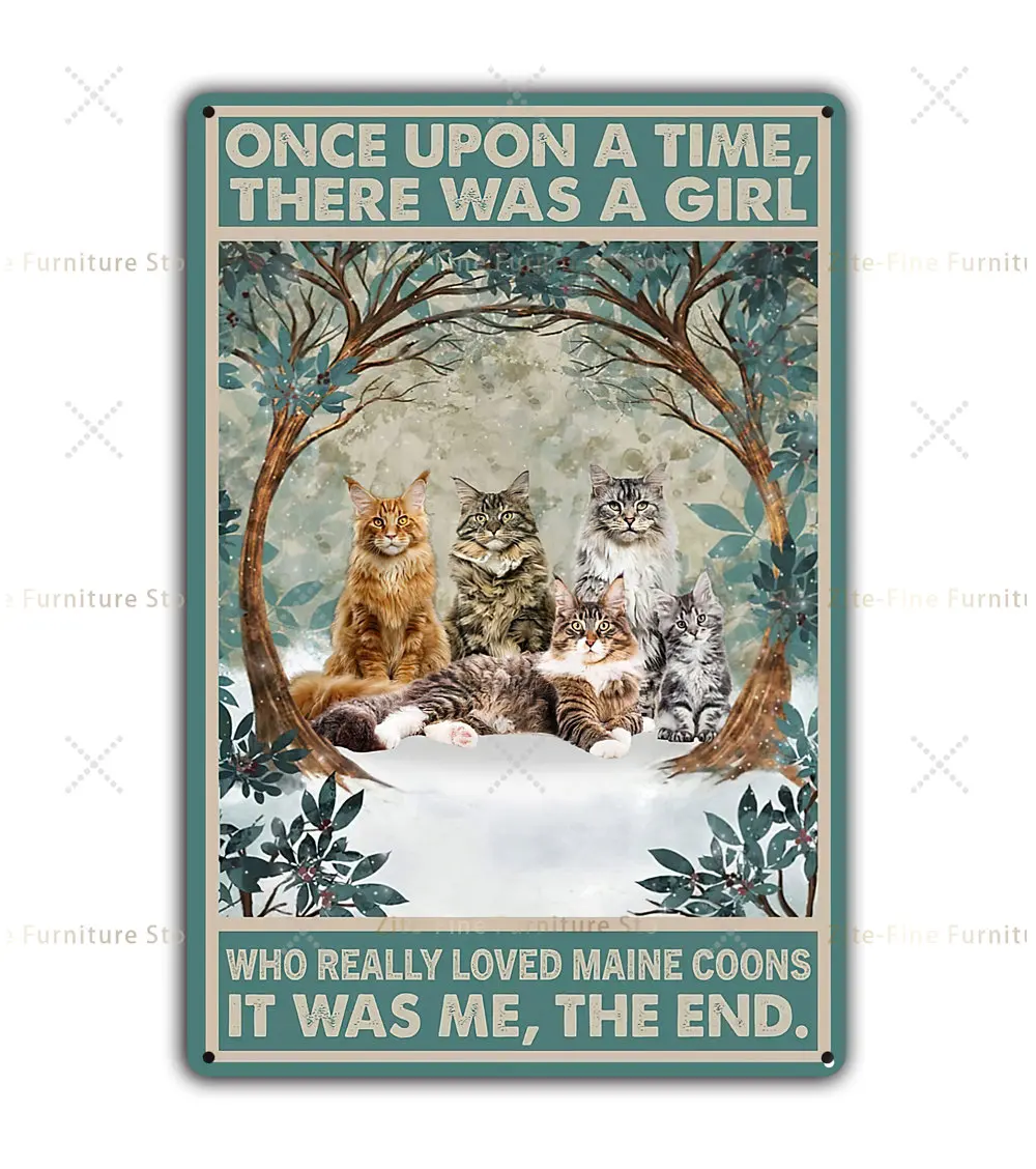 

Maine Coon Cat Retro Metal Tin Sign, Aluminum Poster Bar People Cave Cafe Family Bathroom Garage Poster Wall Decoration