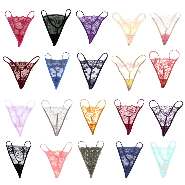 5pc/lot Sexy Lingerie Lace Low Waist Elastic String Transparent Underwear  Women Temptation Hollow Out Panties Thin Thong - Panties - AliExpress