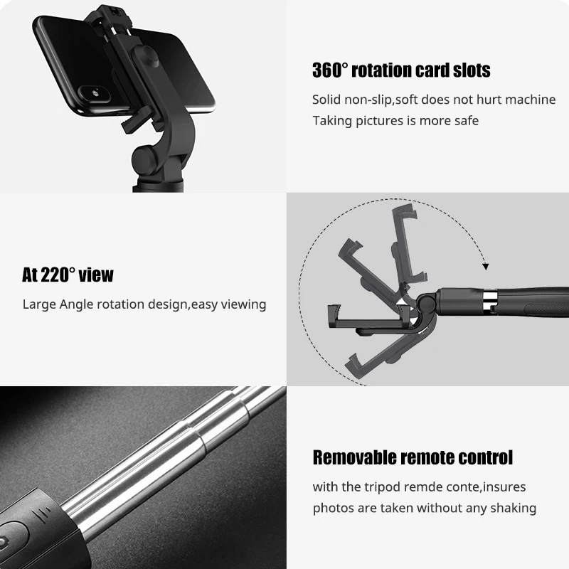 Bluetooth Selfie Stick with Tripod Plastic Alloy Self Stick Selfiestick Phone Selfie for Iphone Samsung Huawei