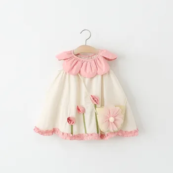 Abito da neonata per neonato Abiti floreali senza maniche casual per abbigliamento da bambina 1° compleanno Abito da principessa per feste 0-2 anni