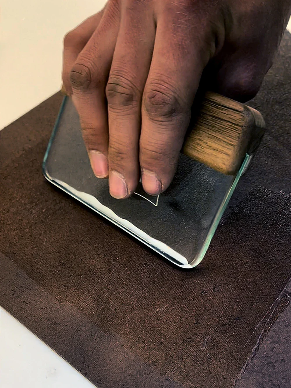 8MM Tempered Glass Hand DIY Leathercraft Tools Glue Scraping Board Walnut Glass Scraper Gluing Sheet Auxiliary Tools