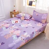 1pc Purple Color Bed Fitted Sheet for Double Bed Rabbit Printed Cartoon Kids Bed Sheet lençol de cama casal (without pillowcase) 2