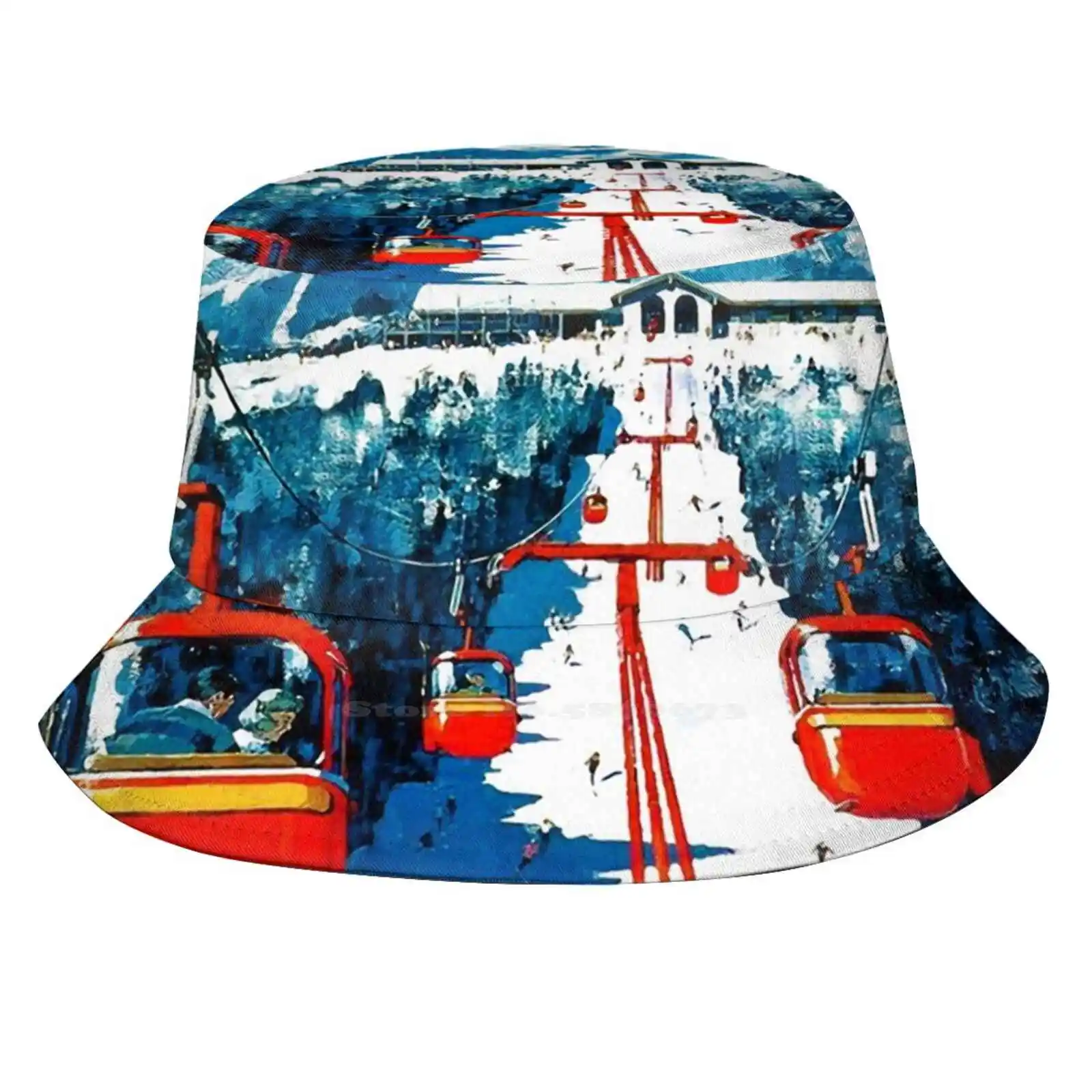 Vintage Gondola Winter Travel Ski Poster Pesca Caccia Arrampicata Berretto Cappelli Da Pescatore Gondole Ski Lift Vintage Ad Mountains