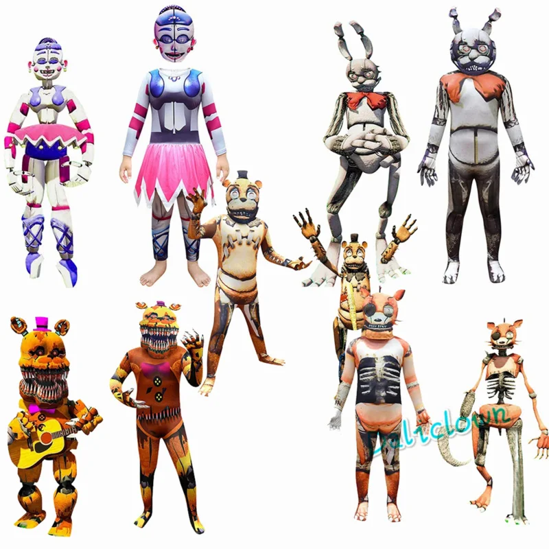 Anime Cartoon Bonnie Bear Costume Game Fnaf Foxy Chica Freddy Fazbear Costume Cosplay Fancy Nightmare Costume Spaventoso Per Bambini
