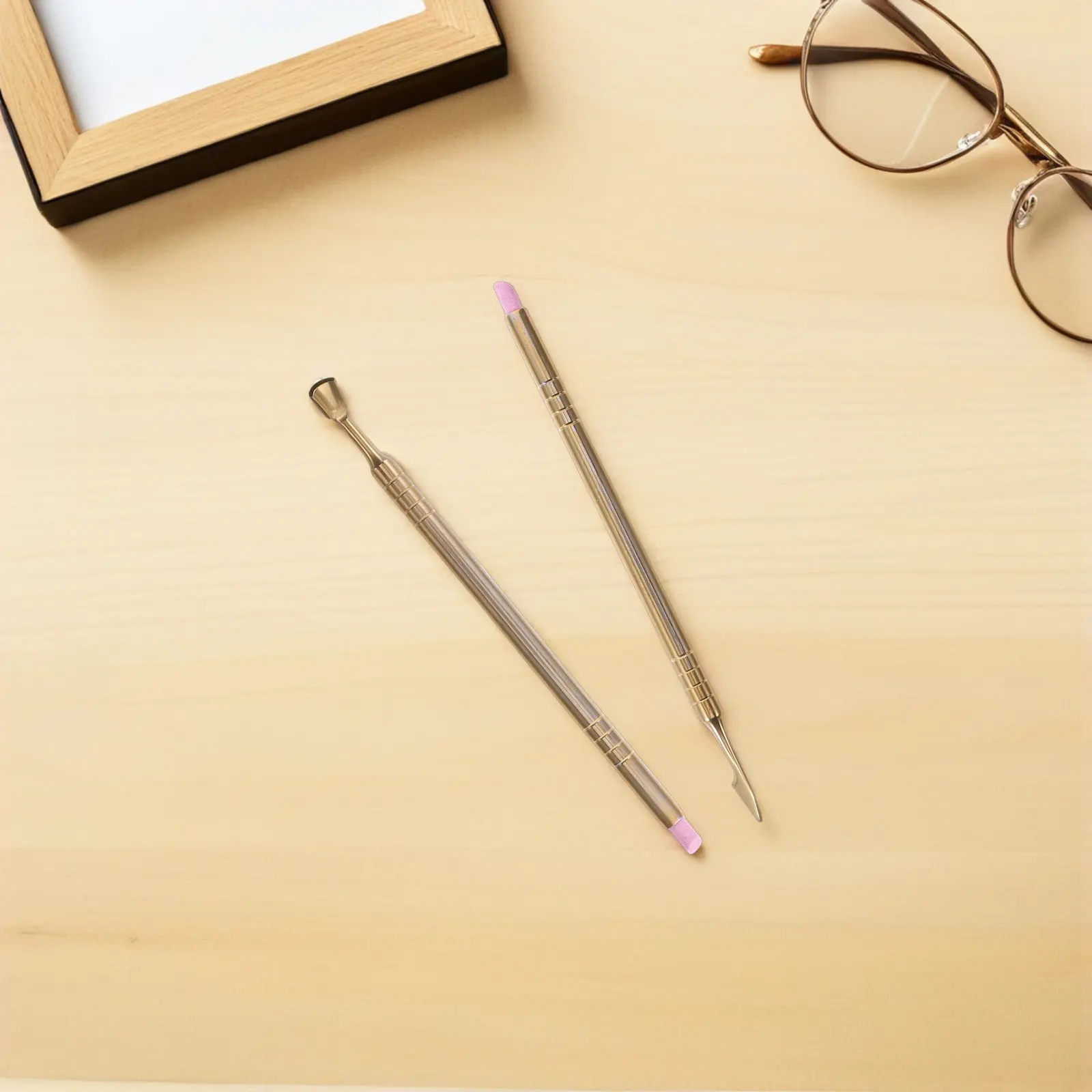 1세트 매니큐어 네일 도구 세트 양면 금속 큐티클 푸셔 골든 미러 마감 매니큐어 스톤 파일 그루밍 키트 살롱/홈용