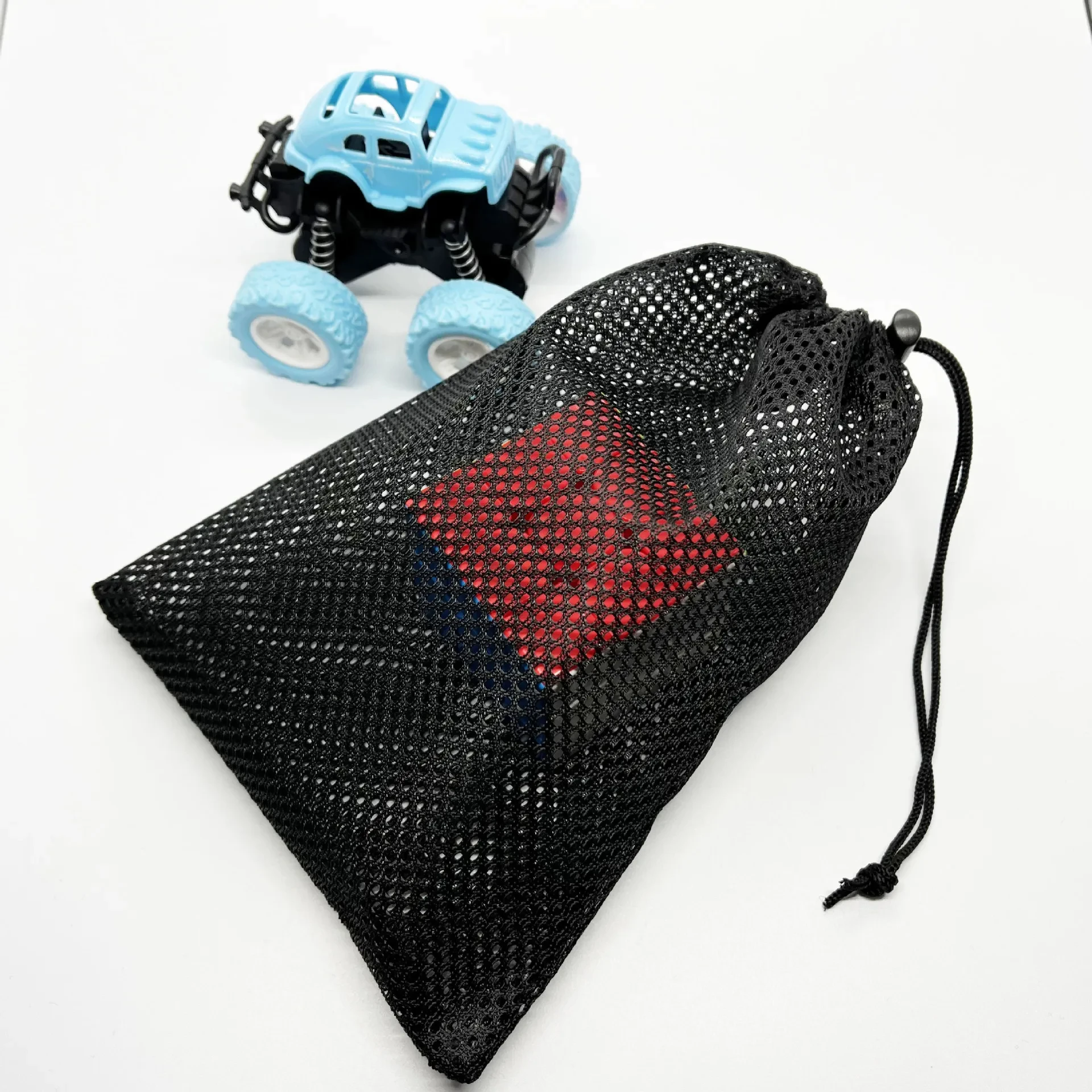 1pc Mesh Bag, Mesh Storage Bag, Polyester Bundle Pocket, Black Mesh Bag, Drawstring Mesh Bag, Drawstring Toy Bag BEST SELLERS