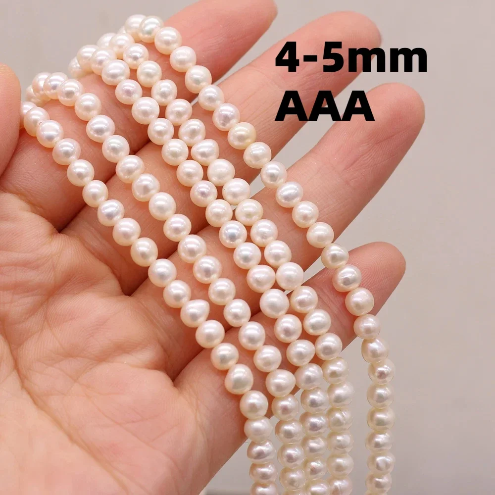 4-5mm AAA+ Natural Freshwater Pearls White Round Pearl Spacer Beads for Jewelry Making DIY Necklace Bracelet Accessories Gift
