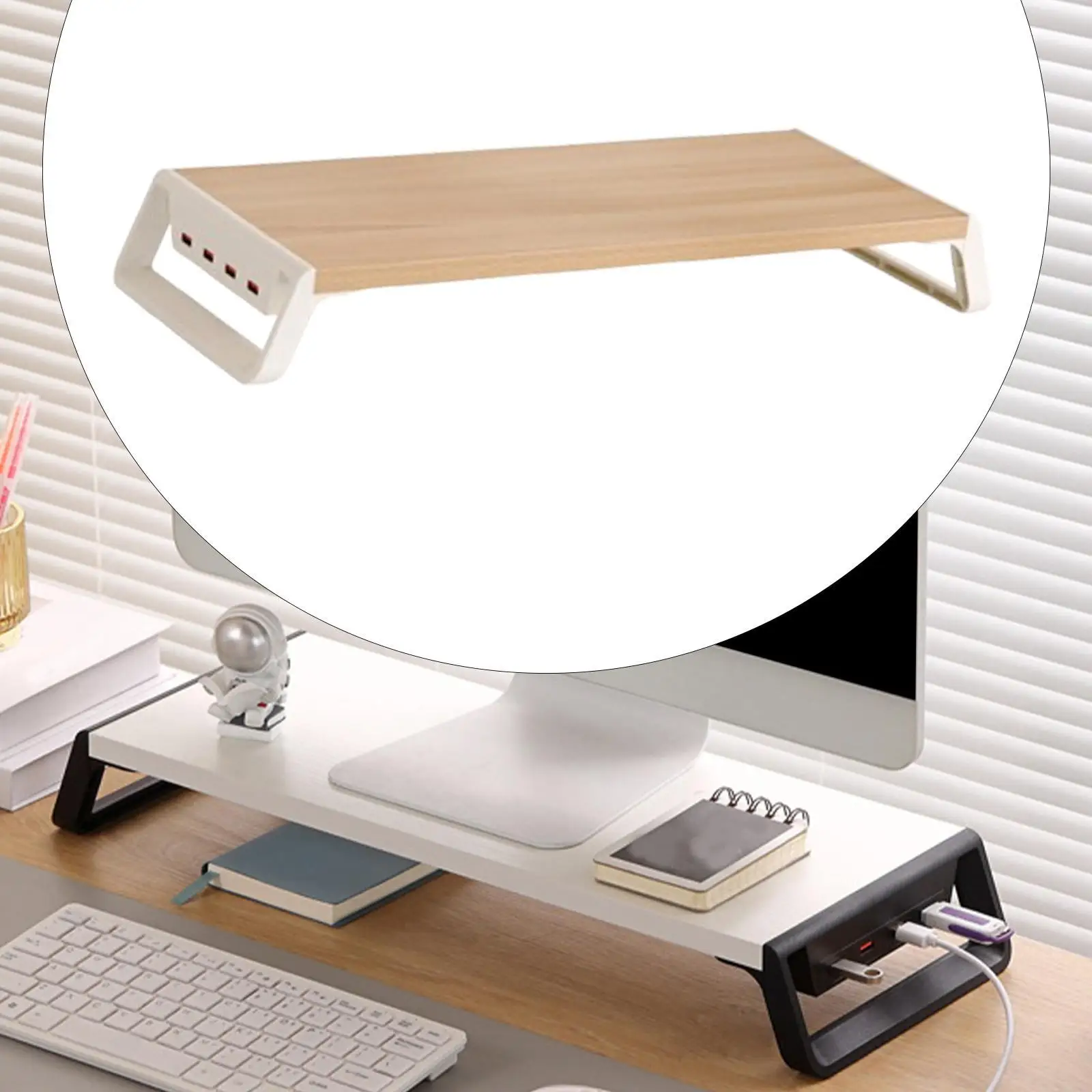 Computer Heightening Stand with USB Charging Port for Tabletop Living Room