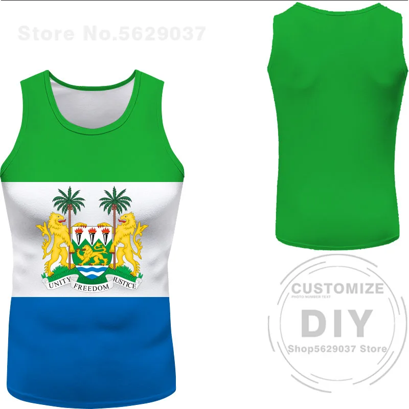 Sierra Leone Vest Diy Free Sle Tank Top Nation Flag Sl Republic Leonean Country College Print Photo Sleeveless T-shirt
