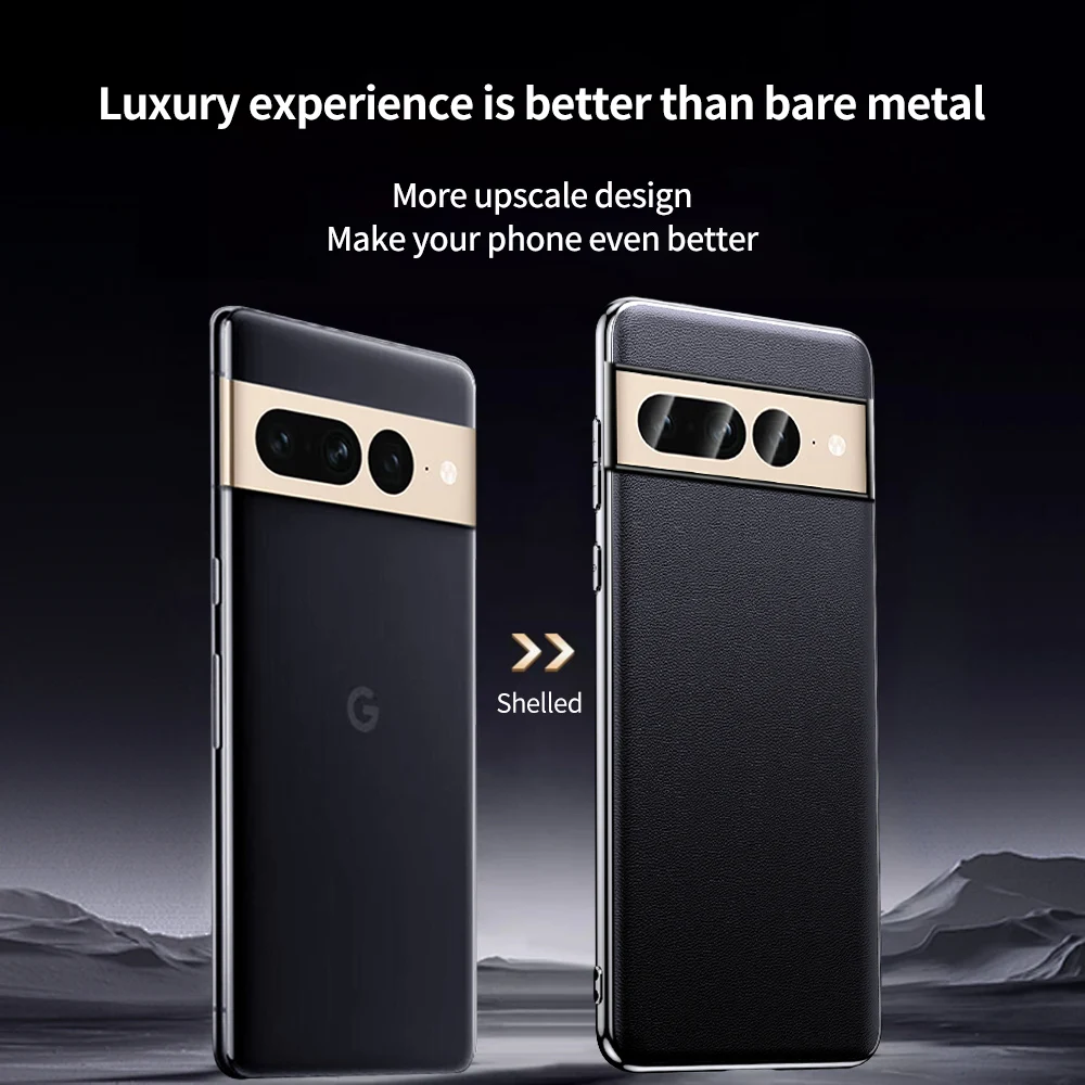 Luxury Genuine Cowhide Leather Plating Shockproof Phone Case - Full Protection Cover