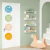 24-Inch Children's Bedroom Wall Bookcase (Set of 4), White Floating Baby Bookcase, Large Wooden Wall Bookcase and Toy Organizer 4