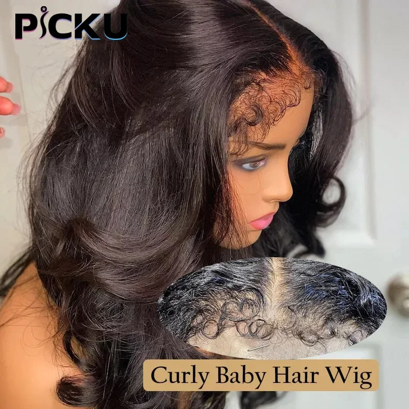 Body Wave 13x6 Lace Front Human Hair Wigs For Black Women PerPlucked With Curly Baby Hair 180% Weave Lace Closure Wig Virgin Wig