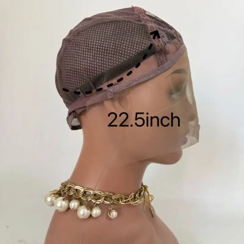 1 Pcs Medium brown Double Lace Wig Caps with Adjustable Straps Swiss Lace Hairnet on the Back for Making Wig