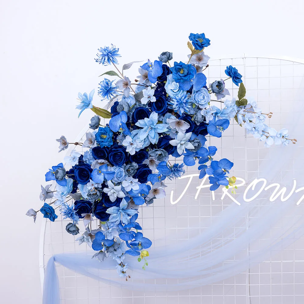 Arco floreale per matrimonio blu polvere, decorazione per gazebo - Italia