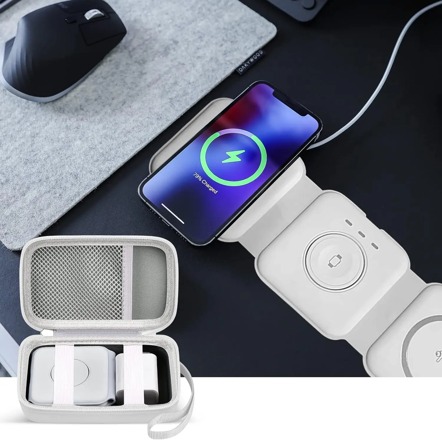 Travel Case for UCOMX for Nano/for Iseyyox/for LISEN/for RTOPS 3 in 1 Wireless Charger Foldable Magnetic Charging (CASE ONLY) wireless travel router case