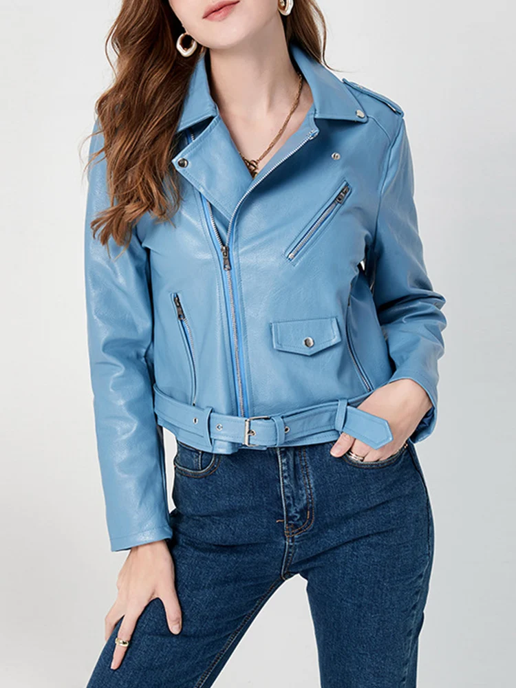 Blazer De Cuero Chaqueta De Mujer Clásica Con Cremallera, Estilo Punk, Piel | Cuotas Chaqueta De Piel Zara