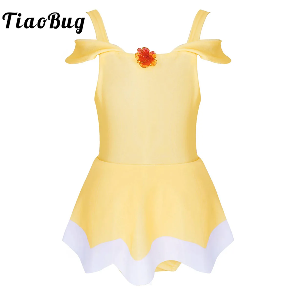 

Baby Girls Ballet Tutu Dress Gymnastics Leotard Kids Yellow Sleeveless Skirted Tulle Splice Dance Leotard Dancewear Swimsuit