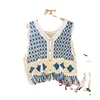Knitted Vest Women  Spring Summer New Ethnic Style Diamond Plaid Sleeveless Seaside Vacation Hollowed Out Camisole Coats 5