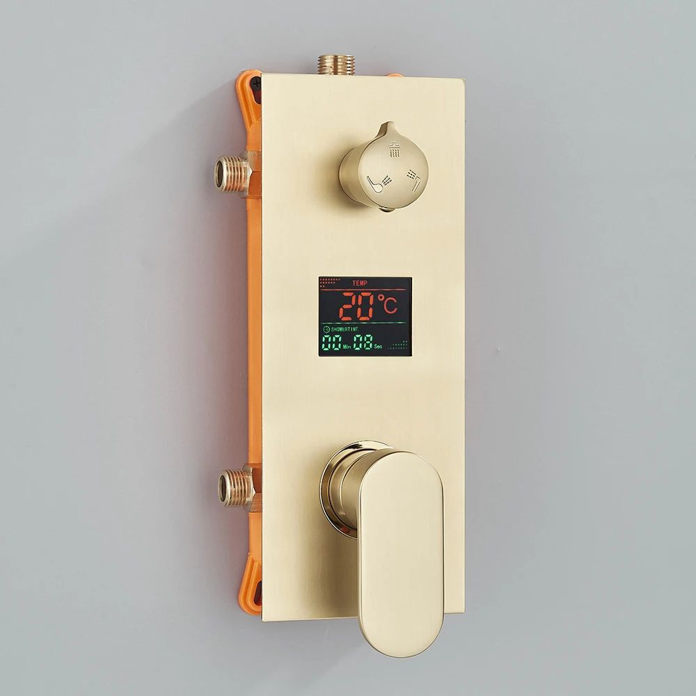 Chrome Polish 2 Ways/3 Ways Valve Mixer Bathroom Shower Faucet Accessory Concealed LED Digital Display Shower Panel Mixer Valve