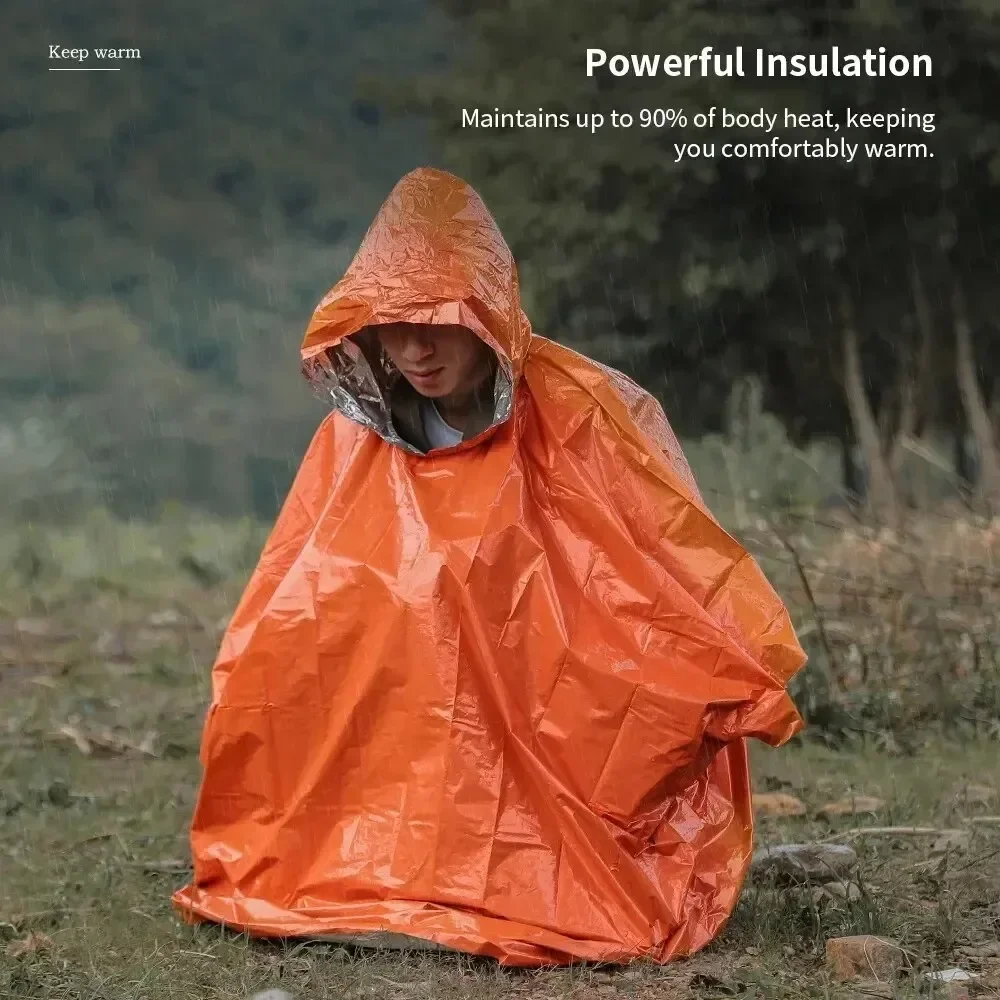 3 in 1 Outdoor Military Raincoat Hooded Sleeve Waterproof Rain Poncho Motorcycle Rain Cover Camping Hiking Travel Rainwear Tent