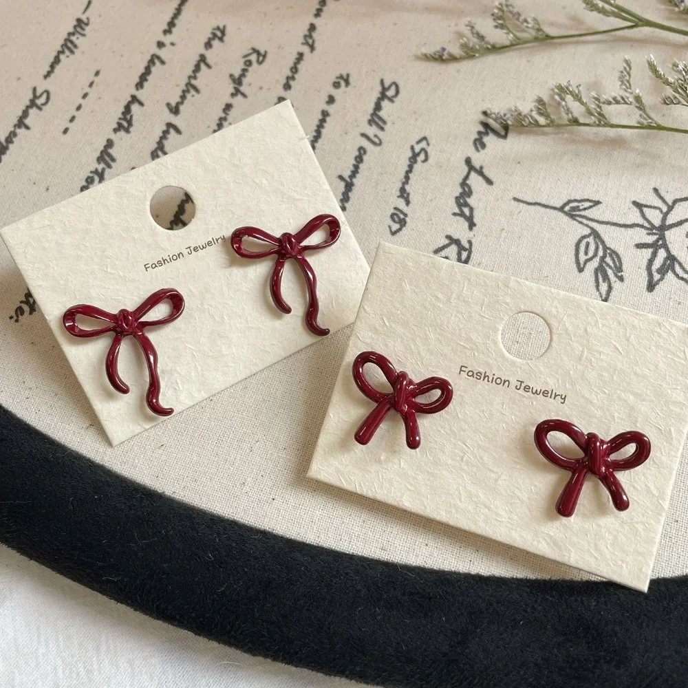 Retro Bowknot Stud Earrings for Women Girls