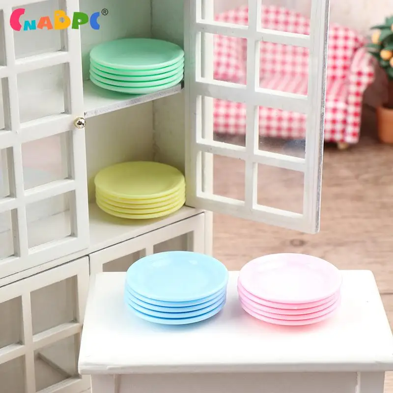 

5Pcs Dollhouse Mini Food Plates Doll House Simulation Dining Plate Kitchen Accessories Pretend Play Toys