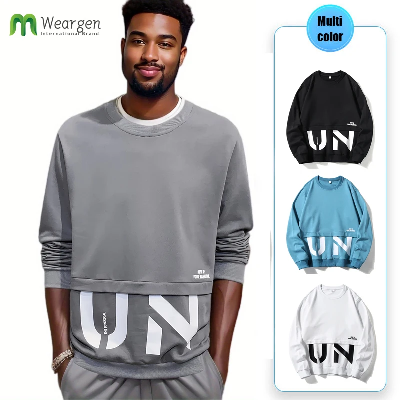 

New Sweatshirts Men Harajuku Casual Hoodies Hip Hop Streetwear Fashion Autumn Male Solid Pullover O-Neck AZ-K876