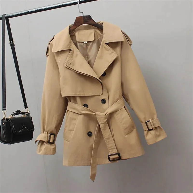 

2022 New Spring And Autumn British Style And foreign style windbreaker Women's Waist And Thin Tooling Coat Women Trench Fashion