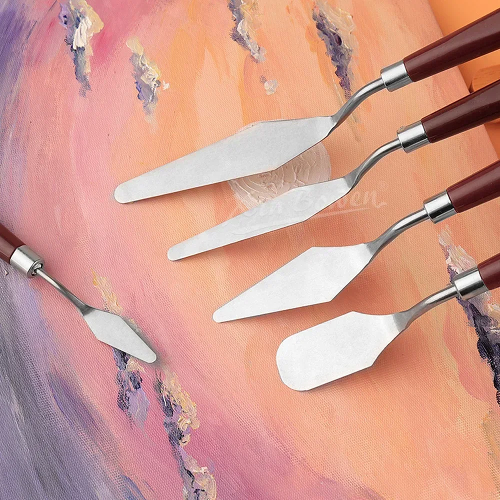 5 Pack Stainless Steel Oil Painting Knives Artist Crafts Spatula Palette Knife Scraper Drawing Art Tools Stationery Supplies 4
