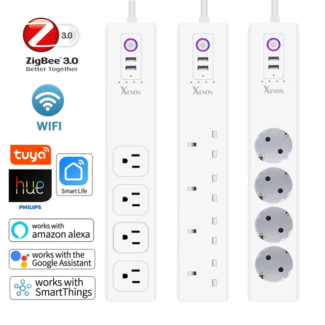 Regleta de Alimentación inteligente con Wifi, 4 enchufes USB, 5V, 3.1a,  puerto de carga, temporizador, Control Bluetooth, con Alexa, asistente de  Google Home - AliExpress