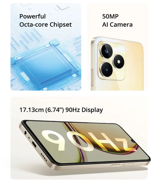 Realme C53 Mobile Phones 6.74 90Hz Display NFC 5000mAh 8MP Selfie Camera  Cell Phone Face unlock - AliExpress