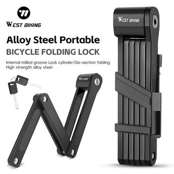 WEST BIKING Lucchetto Pieghevole Portatile per Bicicletta, Antifurto con Chiave, per Moto, Scooter, MTB, Accessori per Bici