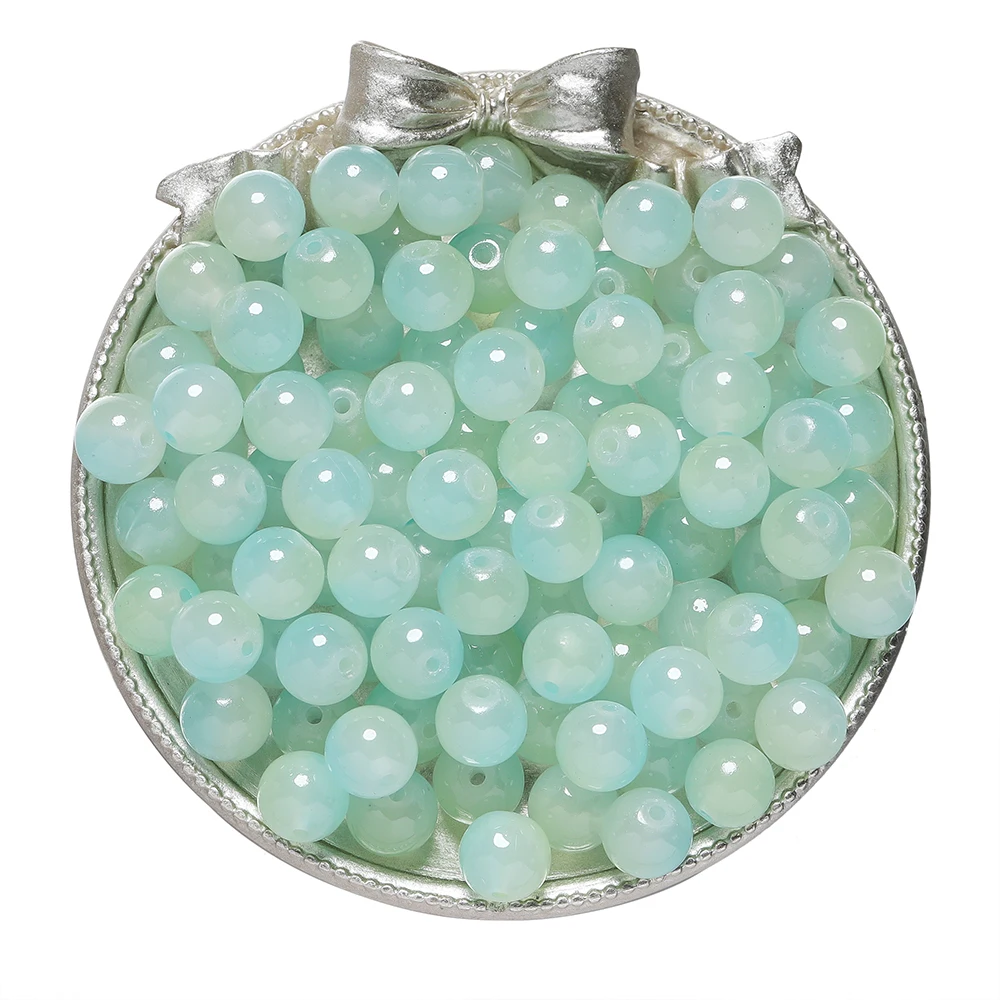 Colorful Round Glass Beads for DIY Jewelry Crafting - 50 Pieces