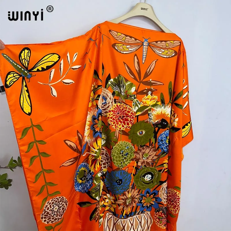 2023 WINYI Dress beach wear dresses boho Print abaya Dashiki Women muslim kaftan summer Color african dresses for woman vestido