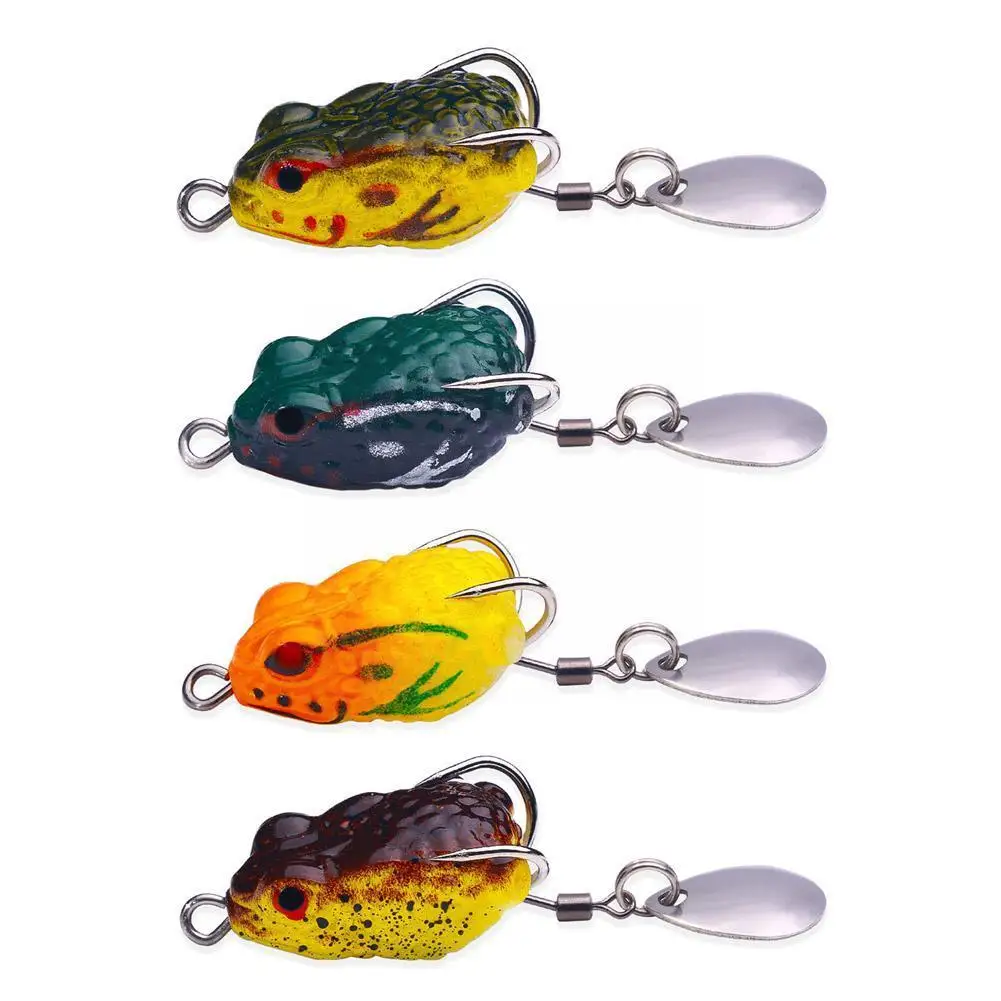 

Frog Lure Bass Trout Fishing Lures Realistic Prop Frog Soft Swimbait Floating Bait with Weedless Hooks for Freshwater H1L0