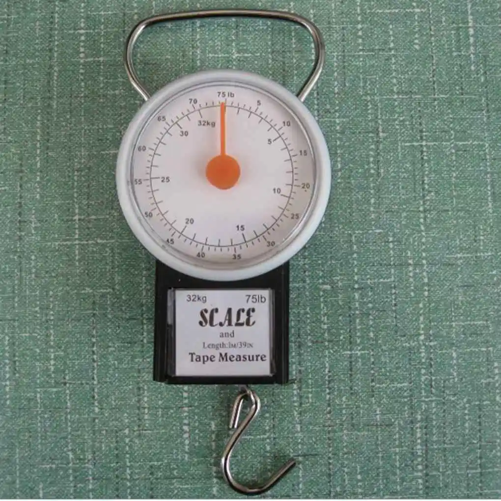 Weight Scale Hook Hanging Pointer Balance Portable Pocket Weighing Tape Measure Handheld Fishing Steelyard ABS kg lbs